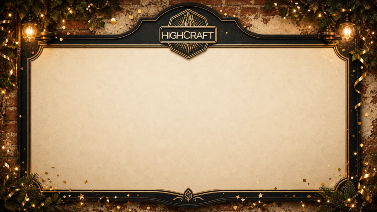 HighCraft beer menu with a New Year seasonal design